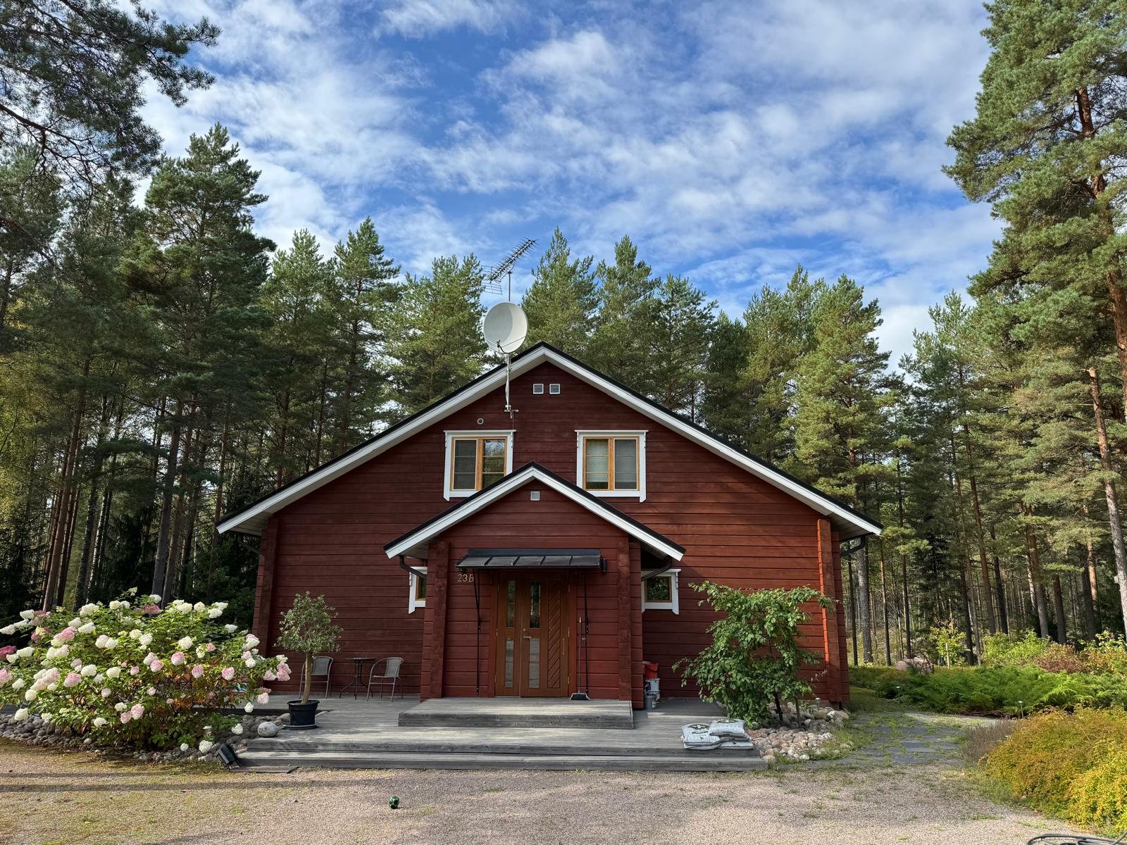Saaristohuvilan etupiha ja metsäpuutarha